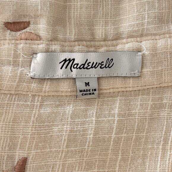 Madewell Cotton Gauze Embroidered Lightspun Lakeline Shirtdress Cream Medium - Picture 7 of 11